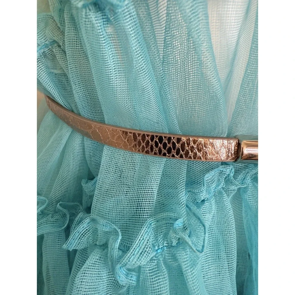 Silver Tone Reptile Print Leather Adjustable Metal Belt Hook Closure‎ OS to 38